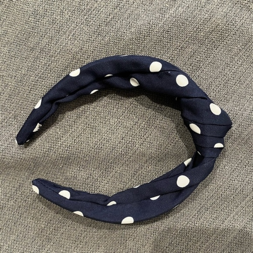 J.Crew Blue Turban Knot Headband In Polka - Picture 2 of 2